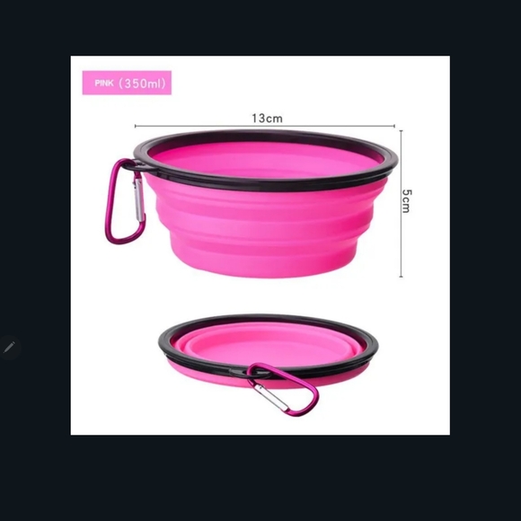 Other - NIP Collapsible Silicone Pet Bowl Pink